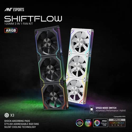 Ant Esports Shiftflow ARGB 120mm 3-in-1 Cabinet Fan (Black)